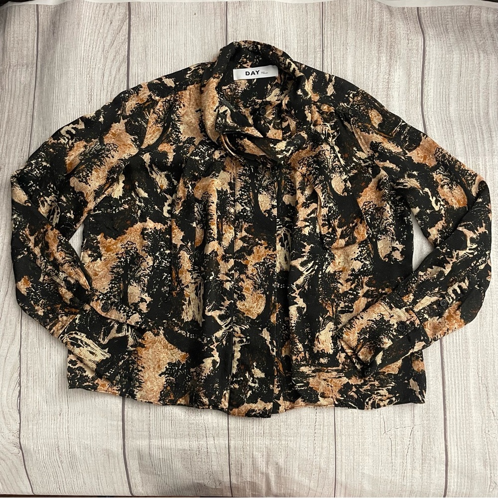 DAY BIRGER ET MIKKELSEN Women’s Kristen Fall Scenery Neck Tie Blouse Size Small - Picture 6 of 11
